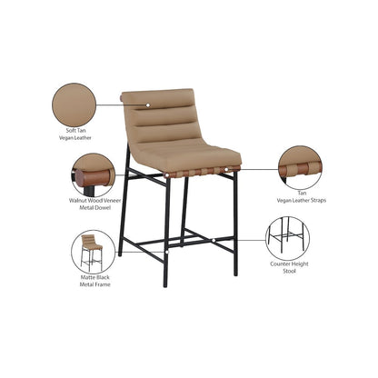Burke Tan Vegan Leather Counter Stool