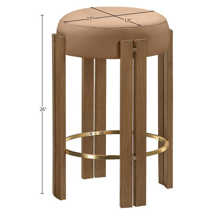 Harrison Cognac Vegan Leather Upholstered Counter Stool