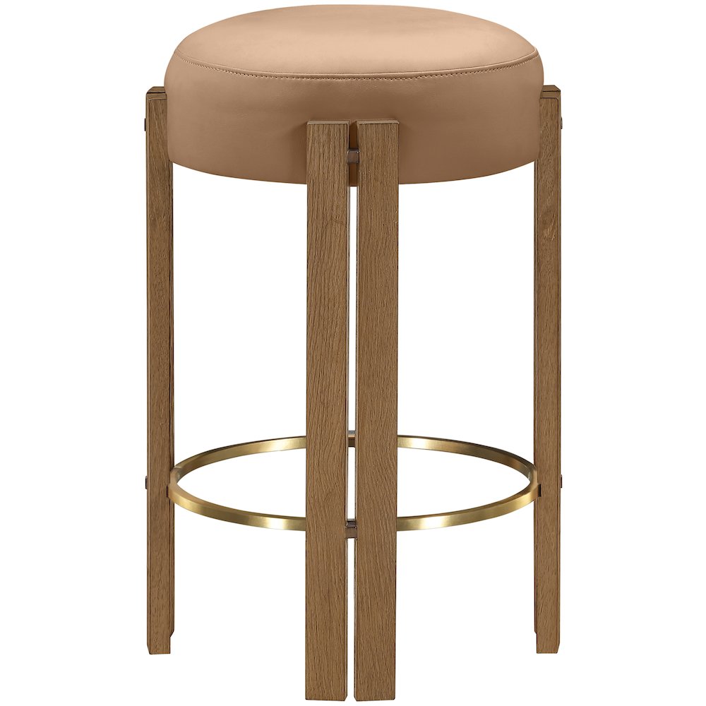 Harrison Cognac Vegan Leather Upholstered Counter Stool