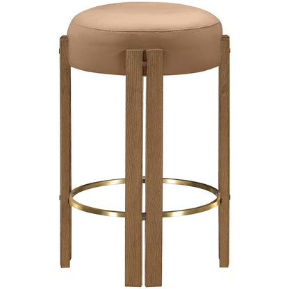 Harrison Cognac Vegan Leather Upholstered Counter Stool