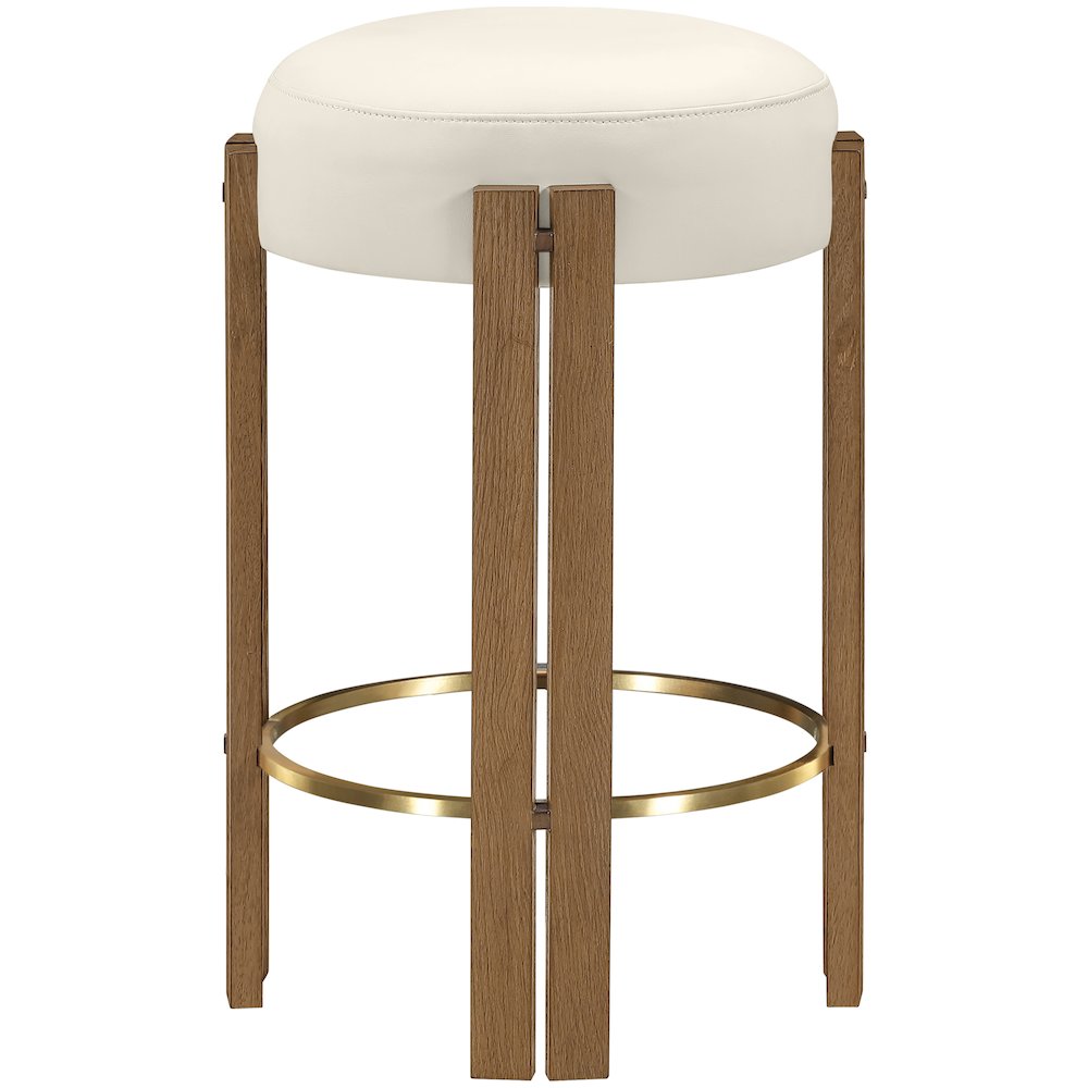 Harrison Cream Vegan Leather Upholstered Counter Stool