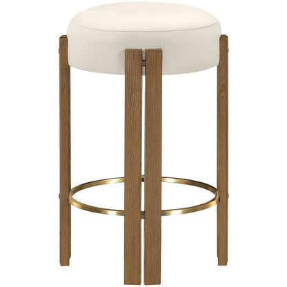 Harrison Cream Vegan Leather Upholstered Counter Stool