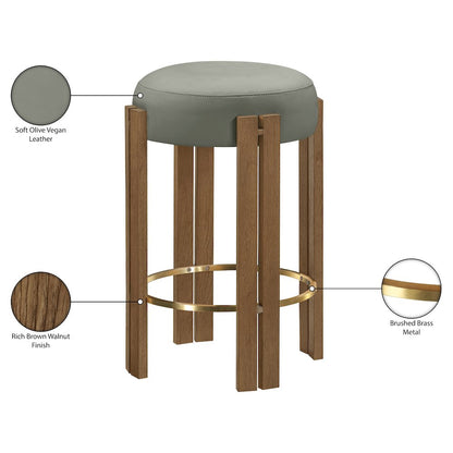 Harrison Olive Vegan Leather Upholstered Counter Stool