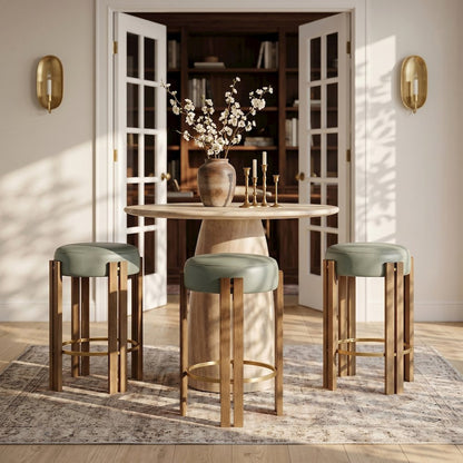Harrison Olive Vegan Leather Upholstered Counter Stool