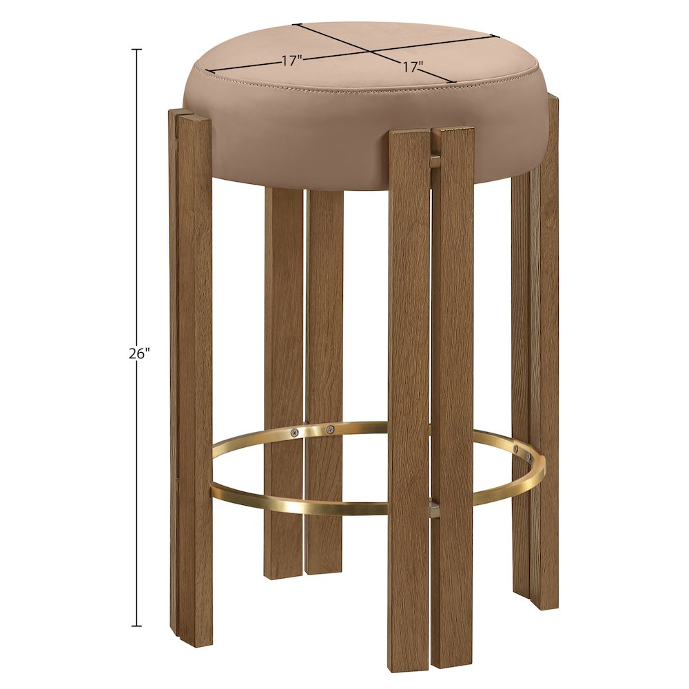 Harrison Tan Vegan Leather Upholstered Counter Stool