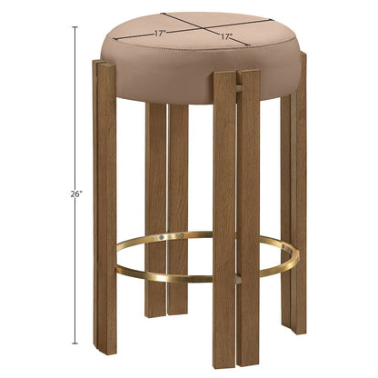 Harrison Tan Vegan Leather Upholstered Counter Stool