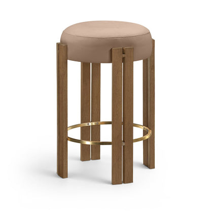 Harrison Tan Vegan Leather Upholstered Counter Stool