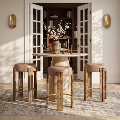 Harrison Tan Vegan Leather Upholstered Counter Stool