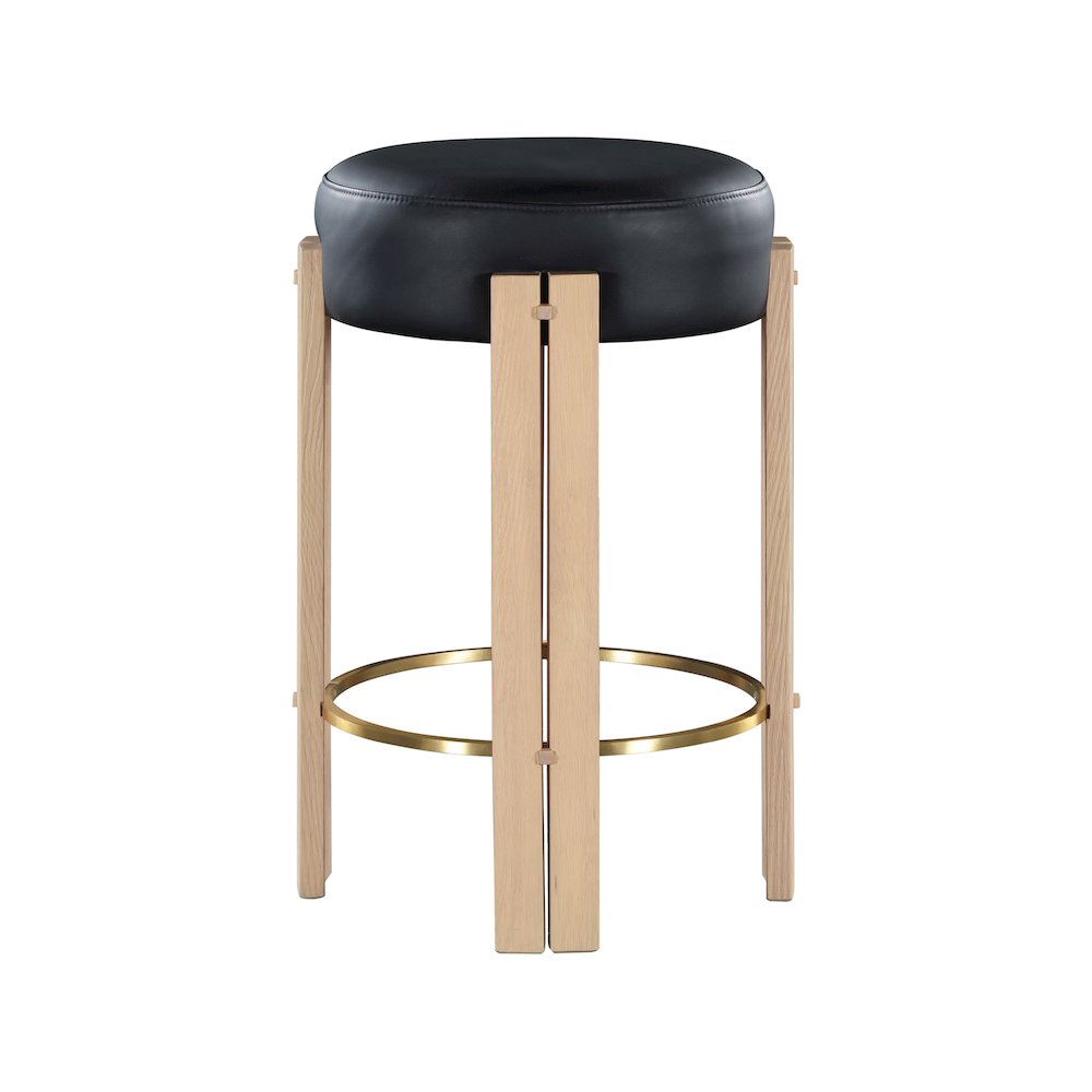 Harrison Black Vegan Leather Counter Stool