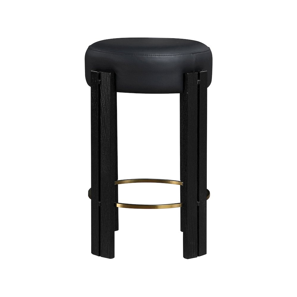 Harrison Black Vegan Leather Counter Stool