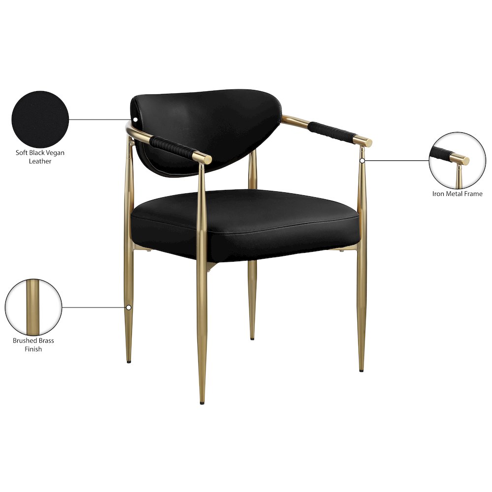 Virella Black Vegan Leather Upholstered Dining Chair, Set of 2