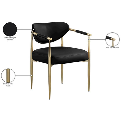Virella Black Vegan Leather Upholstered Dining Chair, Set of 2