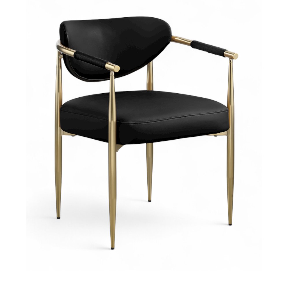 Virella Black Vegan Leather Upholstered Dining Chair, Set of 2
