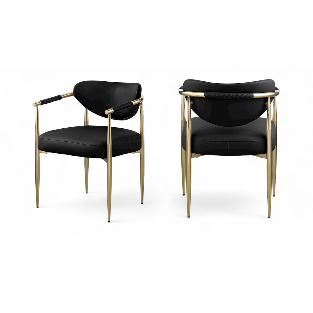 Virella Black Vegan Leather Upholstered Dining Chair, Set of 2