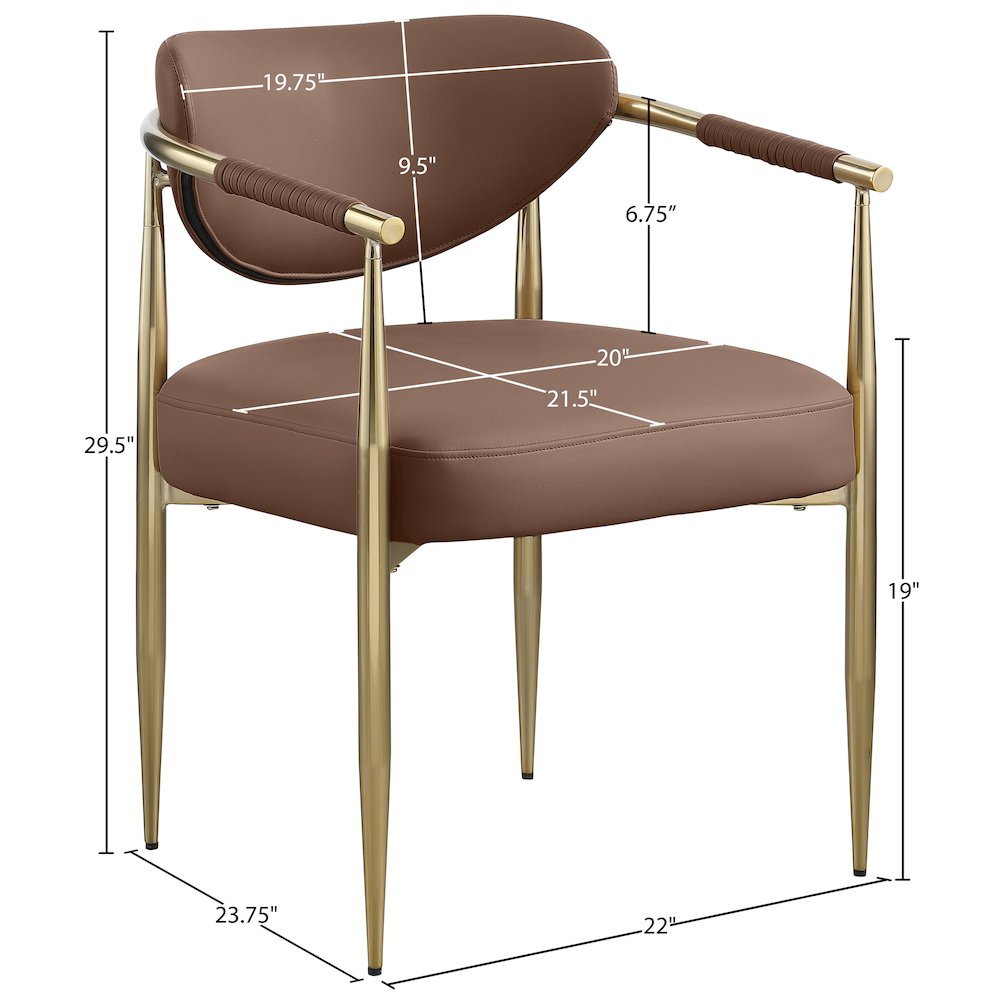 Virella Brown Vegan Leather Upholstered Dining Chair, Set of 2