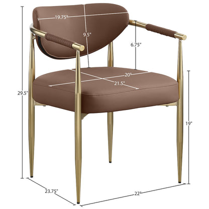Virella Brown Vegan Leather Upholstered Dining Chair, Set of 2