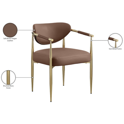 Virella Brown Vegan Leather Upholstered Dining Chair, Set of 2
