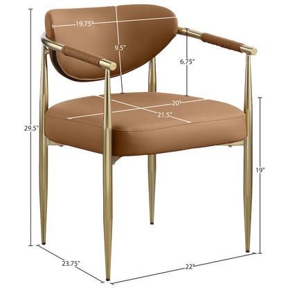 Virella Cognac Vegan Leather Upholstered Dining Chair, Set of 2