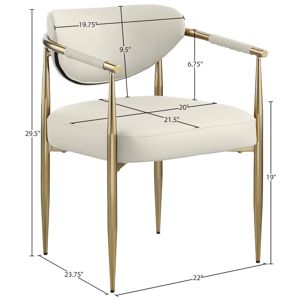 Virella Cream Vegan Leather Upholstered Dining Chair, Set of 2
