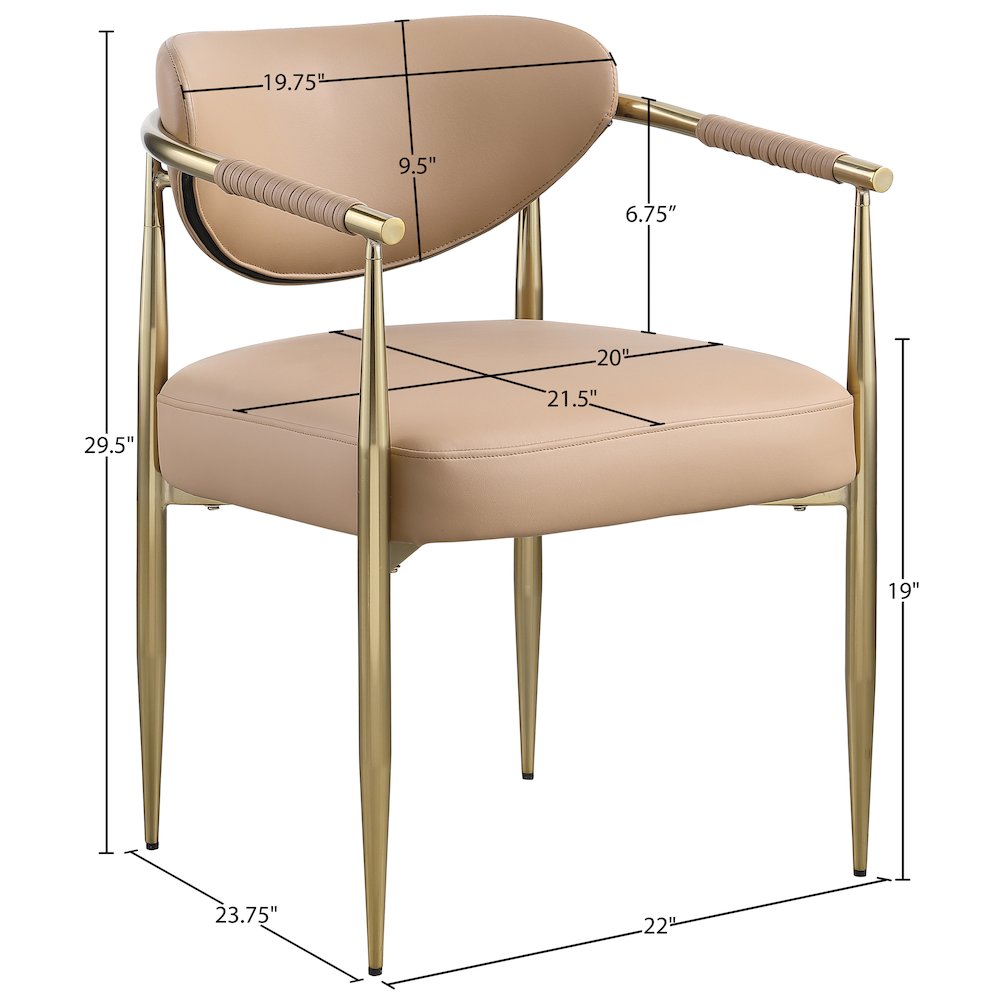 Virella Tan Vegan Leather Upholstered Dining Chair, Set of 2