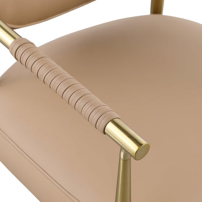 Virella Tan Vegan Leather Upholstered Dining Chair, Set of 2