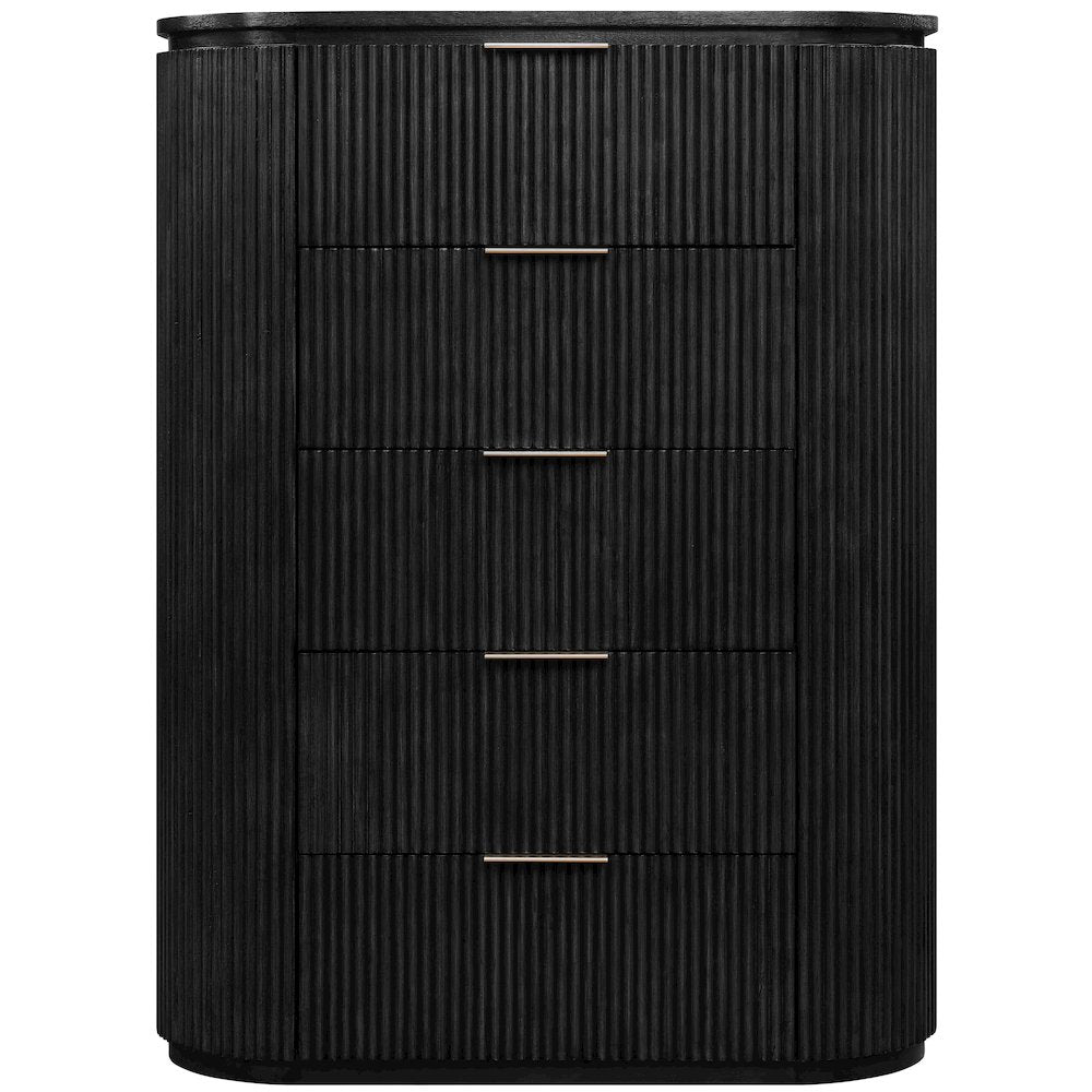 Astrid Black Solid Wood And Oak Veneer Chest