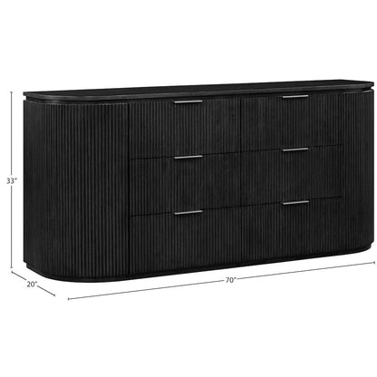 Astrid Black Solid Wood And Oak Veneer Dresser