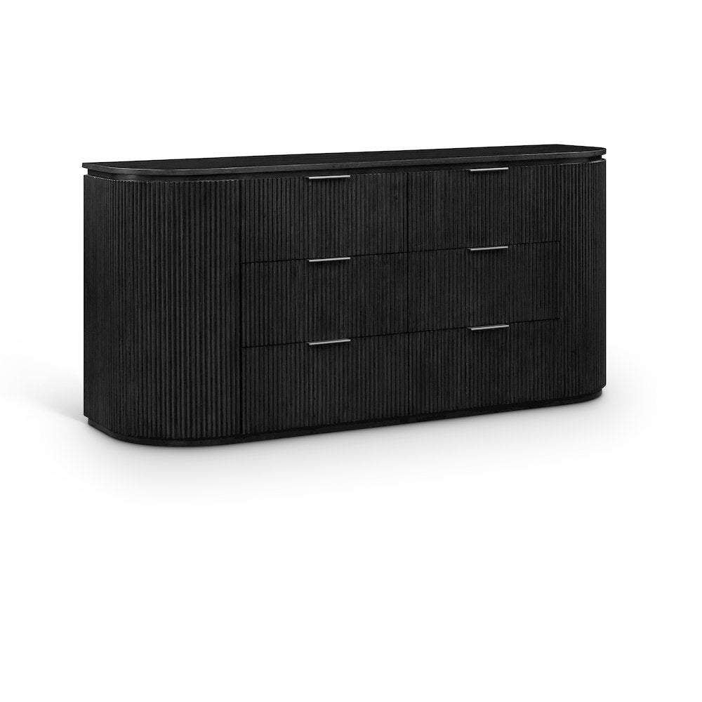 Astrid Black Solid Wood And Oak Veneer Dresser