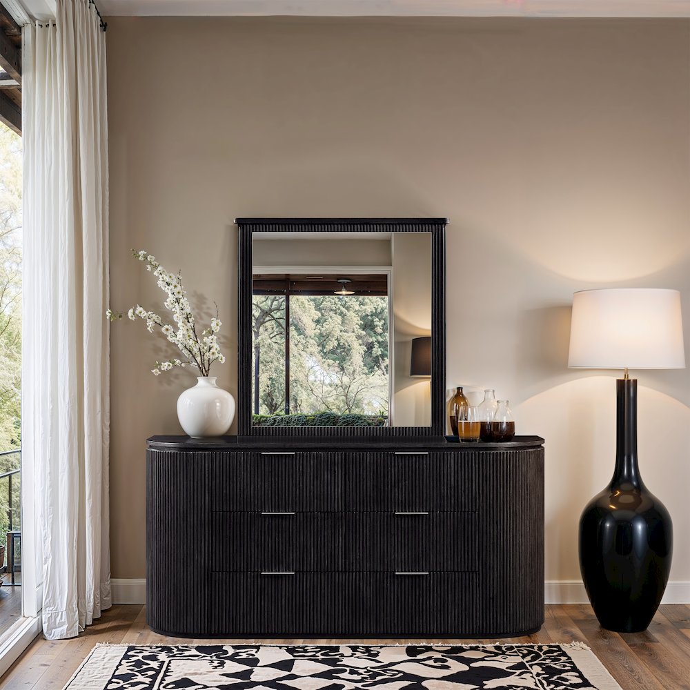 Astrid Black Solid Wood And Oak Veneer Dresser
