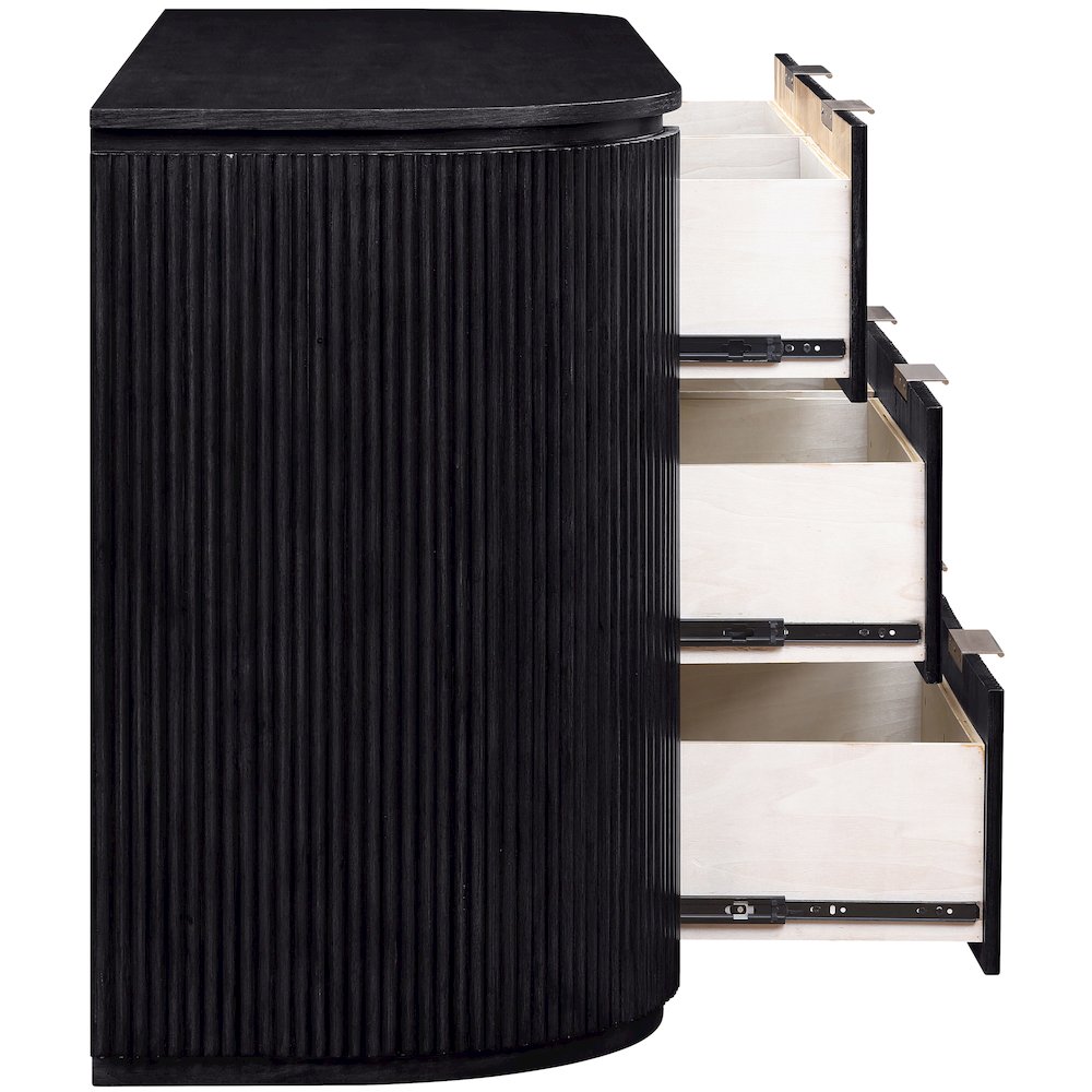 Astrid Black Solid Wood And Oak Veneer Dresser