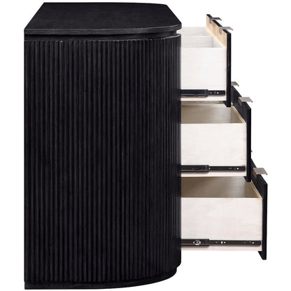 Astrid Black Solid Wood And Oak Veneer Dresser