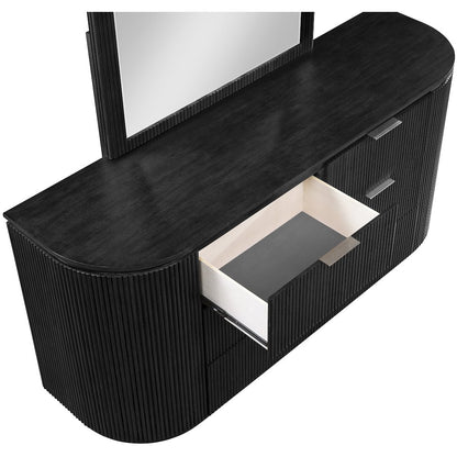 Astrid Black Solid Wood And Oak Veneer Dresser