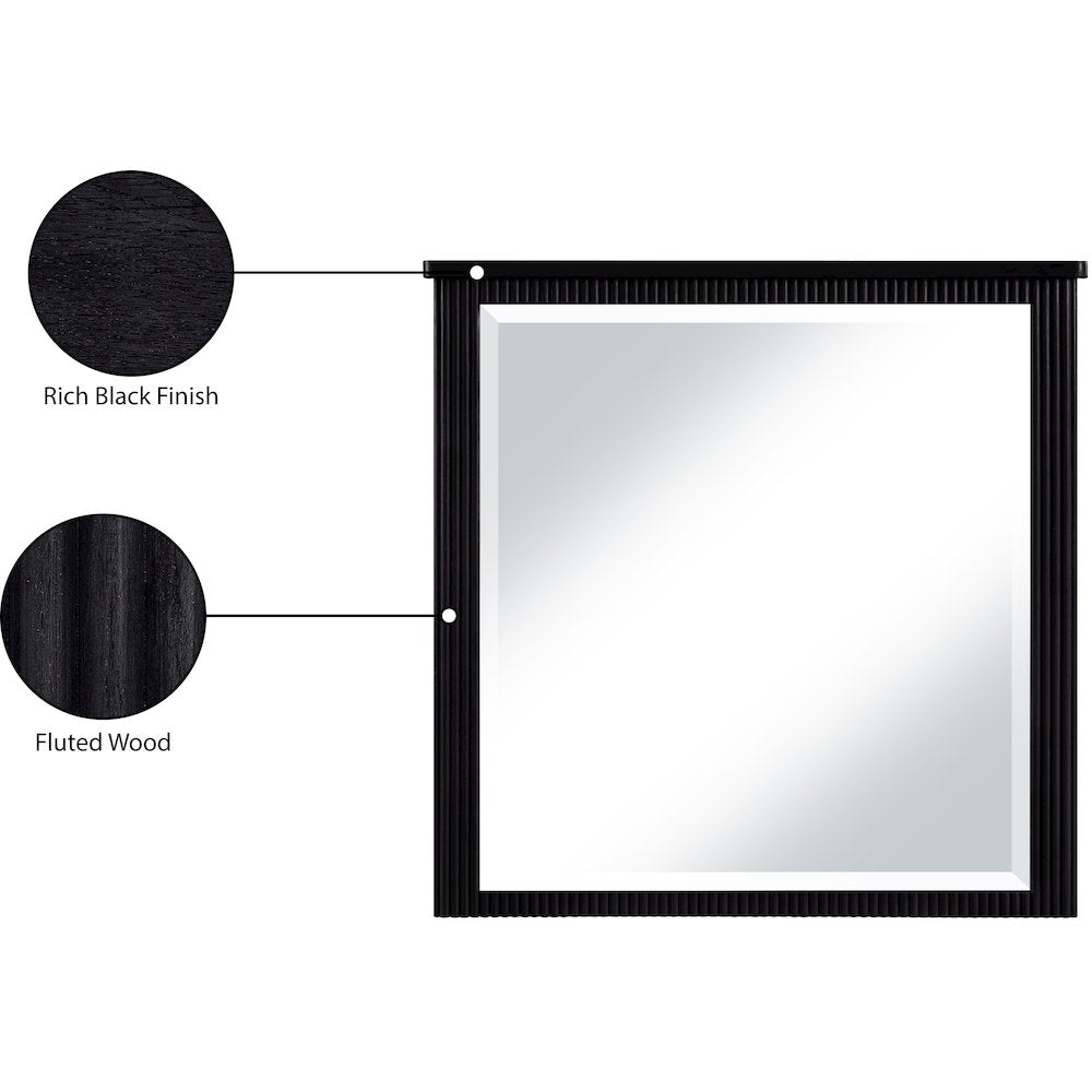 Astrid Black Solid Wood And Oak Veneer Mirror