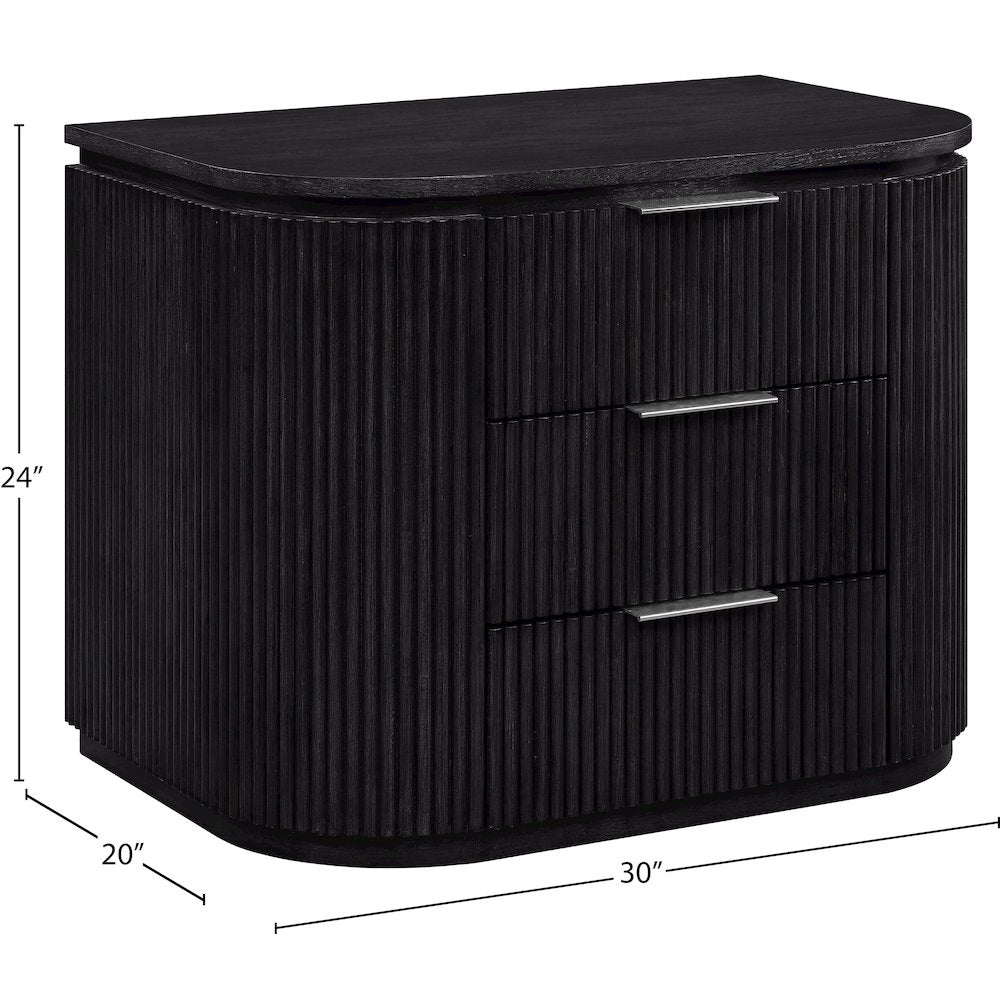 Astrid Black Solid Wood And Oak Veneer Nightstand