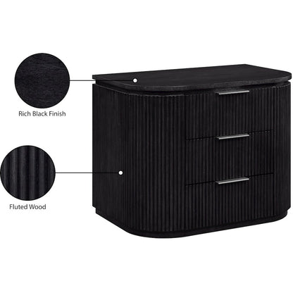 Astrid Black Solid Wood And Oak Veneer Nightstand