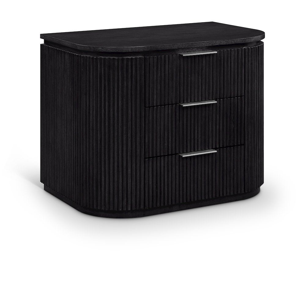 Astrid Black Solid Wood And Oak Veneer Nightstand
