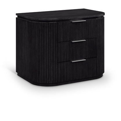 Astrid Black Solid Wood And Oak Veneer Nightstand