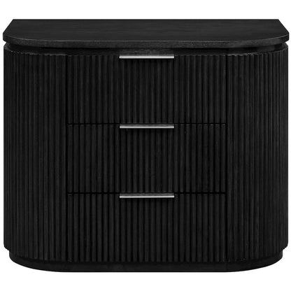 Astrid Black Solid Wood And Oak Veneer Nightstand