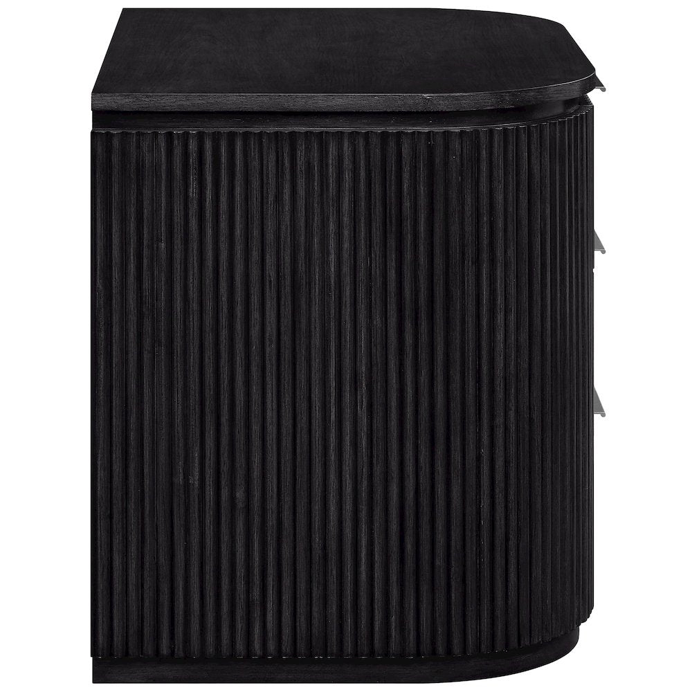 Astrid Black Solid Wood And Oak Veneer Nightstand