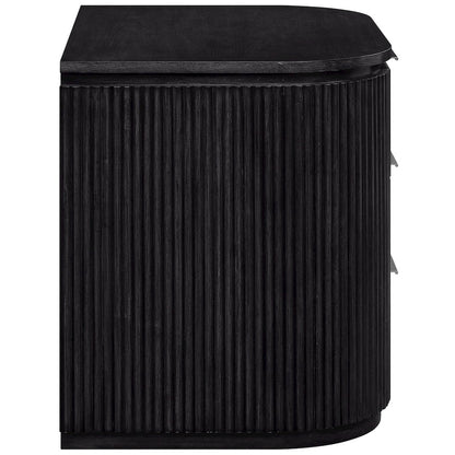 Astrid Black Solid Wood And Oak Veneer Nightstand