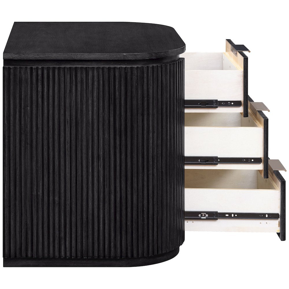 Astrid Black Solid Wood And Oak Veneer Nightstand