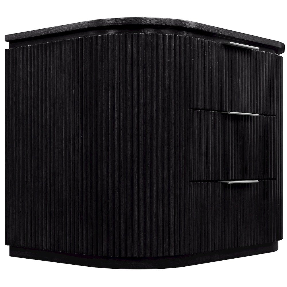 Astrid Black Solid Wood And Oak Veneer Nightstand