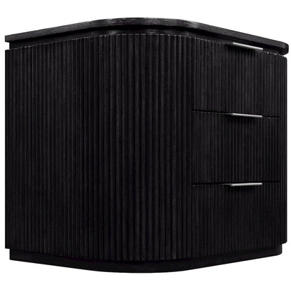 Astrid Black Solid Wood And Oak Veneer Nightstand