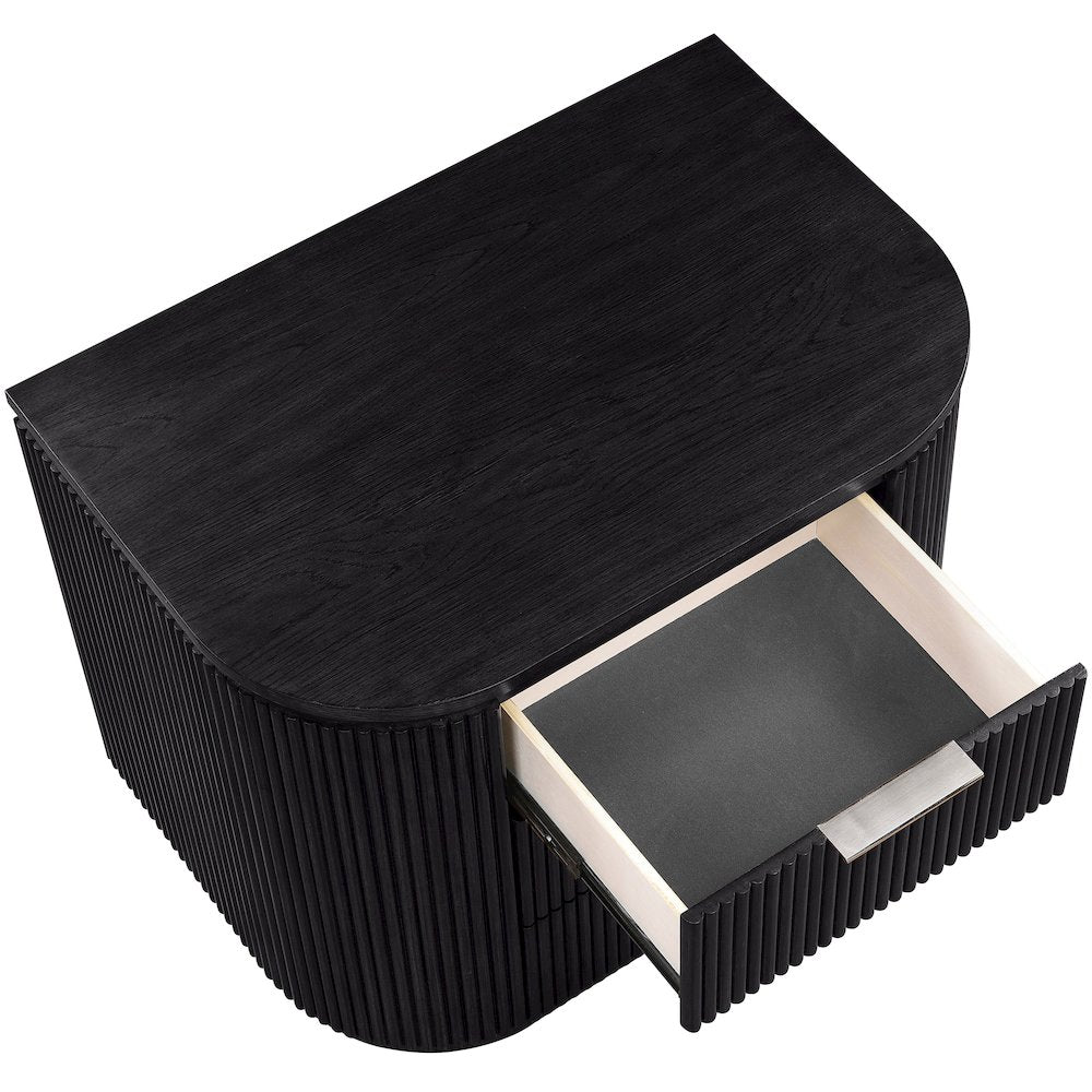 Astrid Black Solid Wood And Oak Veneer Nightstand