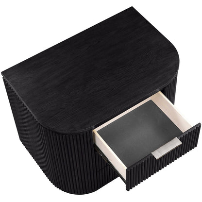 Astrid Black Solid Wood And Oak Veneer Nightstand