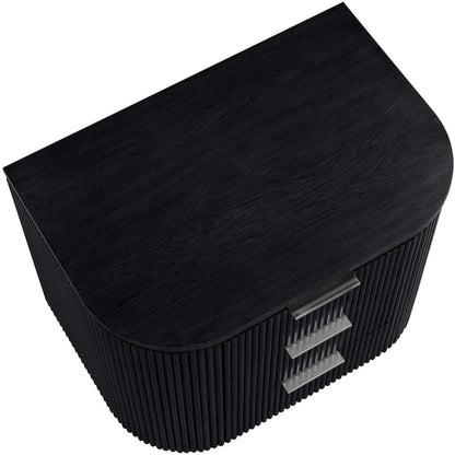 Astrid Black Solid Wood And Oak Veneer Nightstand