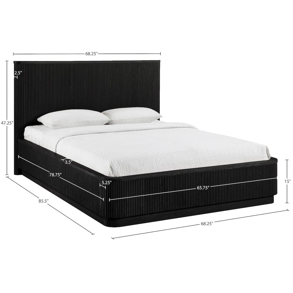 Astrid Black Solid Wood And Oak Veneer Queen Bed (3 Boxes)