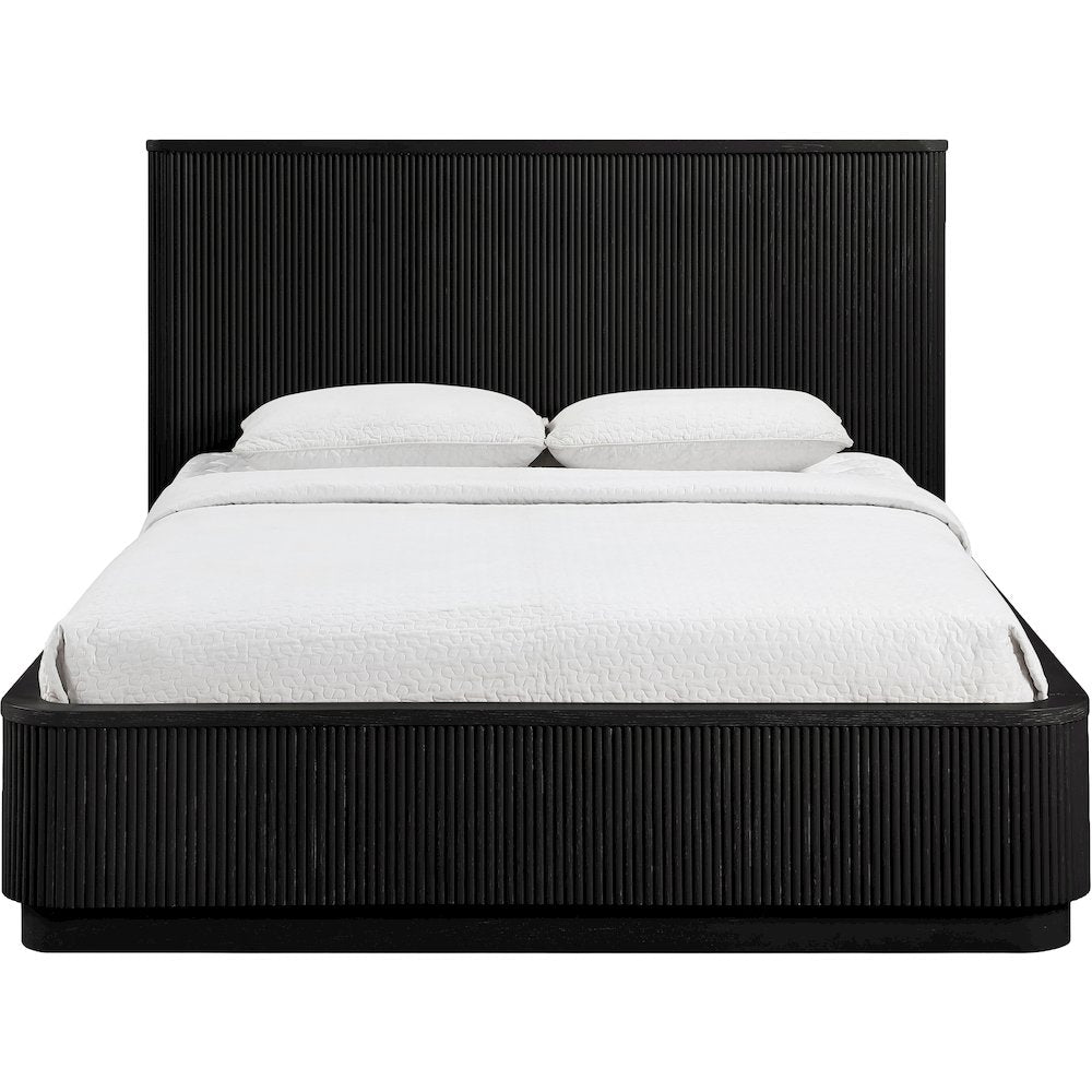 Astrid Black Solid Wood And Oak Veneer Queen Bed (3 Boxes)