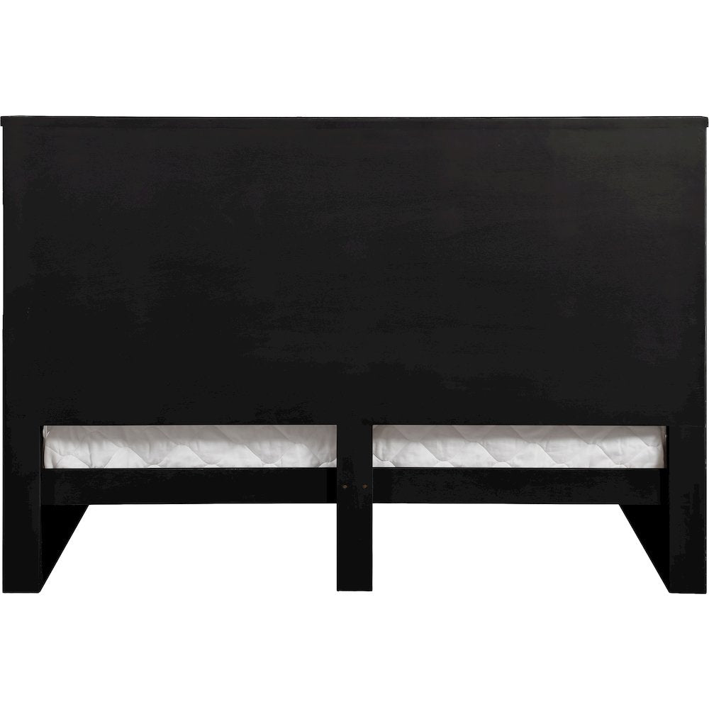 Astrid Black Solid Wood And Oak Veneer Queen Bed (3 Boxes)