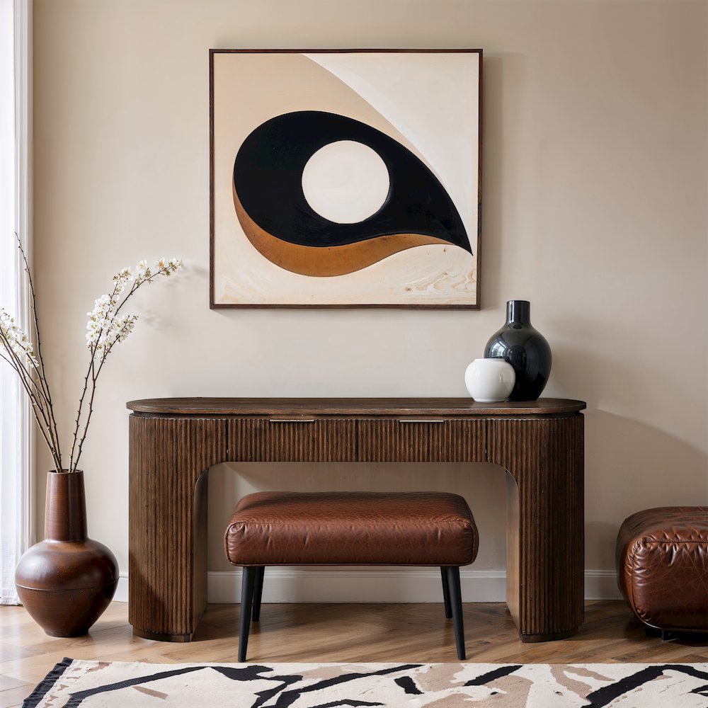 Astrid Brown Solid Wood And Oak Veneer Desk